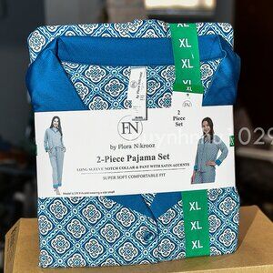 Flora Nikrooz Women's Satin Trim Notch Collar PJ Set